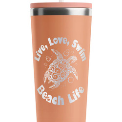 Sea Turtles RTIC Everyday Tumbler with Straw - 28oz - Peach - Single-Sided