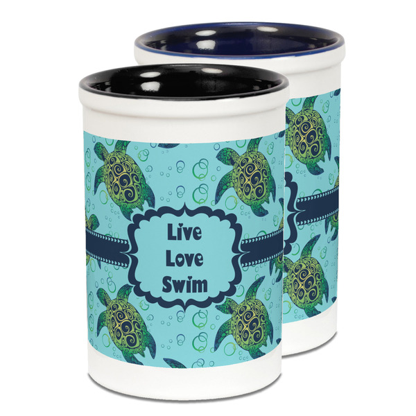 Custom Sea Turtles Ceramic Pencil Holder - Large