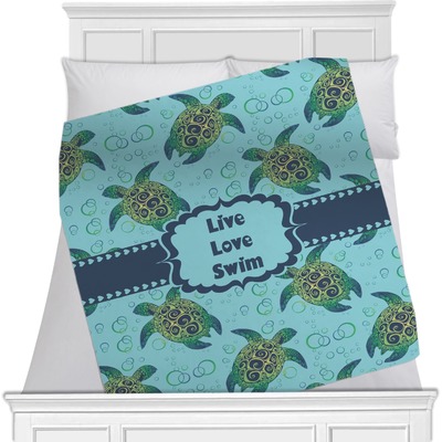 Sea Turtles Minky Blanket - Twin / Full - 80"x60" - Single Sided (Personalized)