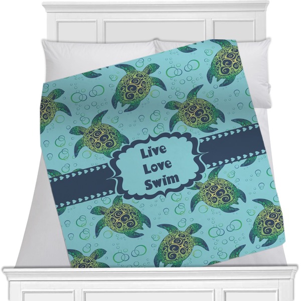 Custom Sea Turtles Minky Blanket - Twin / Full - 80"x60" - Single Sided (Personalized)