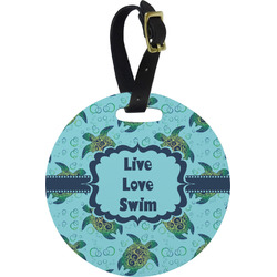 Sea Turtles Plastic Luggage Tag - Round
