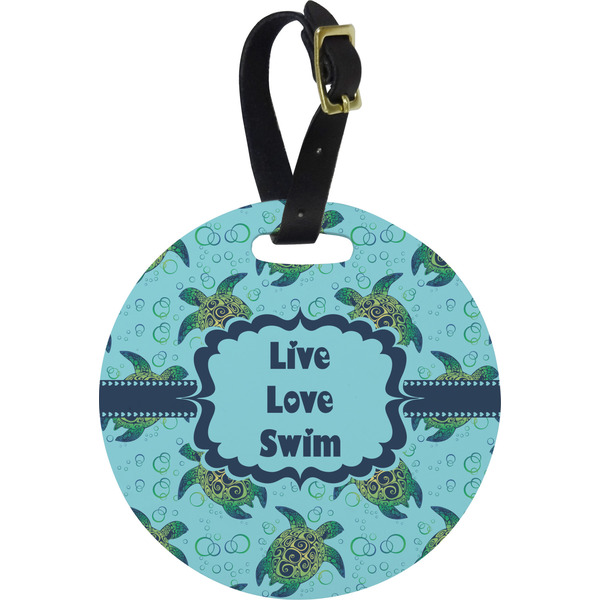 Custom Sea Turtles Plastic Luggage Tag - Round