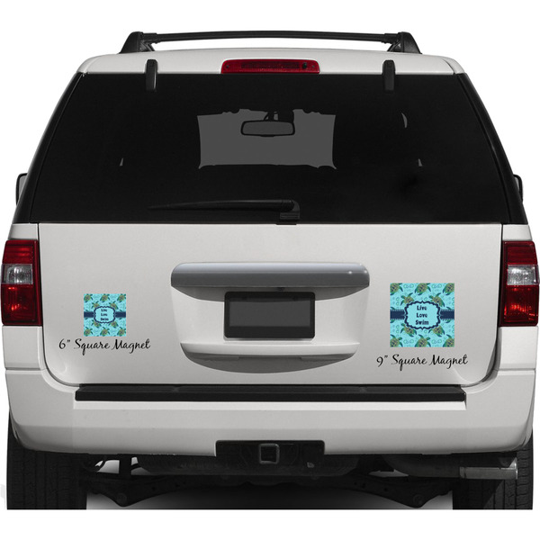 Sea Turtles Personalized Square Car Magnets on Ford Explorer