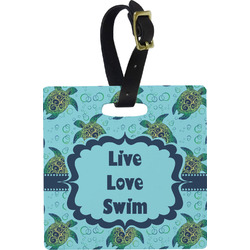 Sea Turtles Plastic Luggage Tag - Square