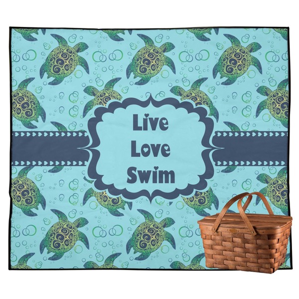 Custom Sea Turtles Outdoor Picnic Blanket (Personalized)