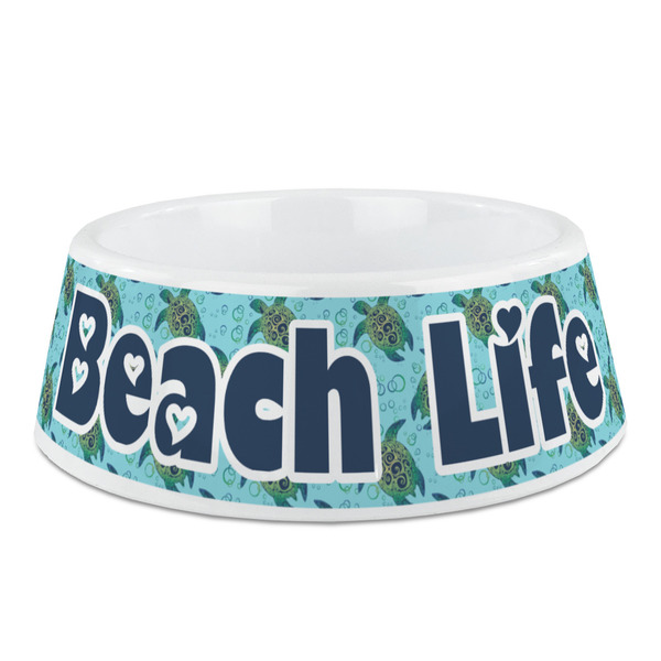 Custom Sea Turtles Plastic Dog Bowl - Medium