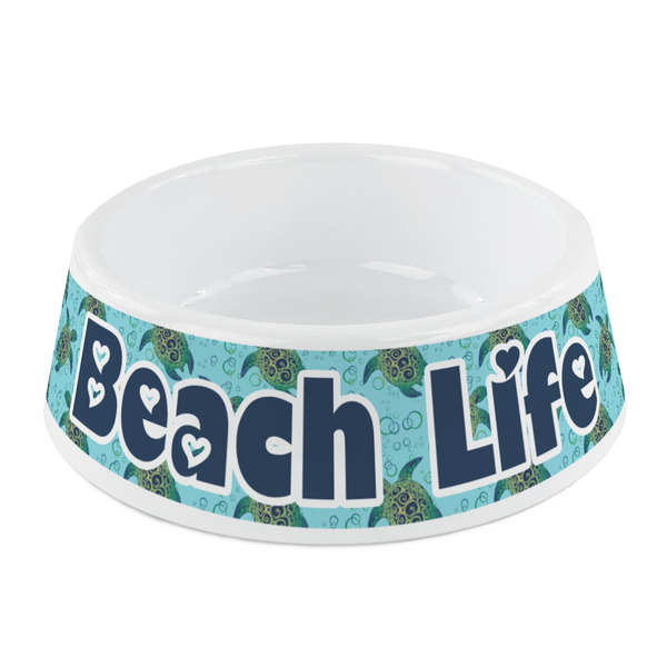 Custom Sea Turtles Plastic Dog Bowl - Small