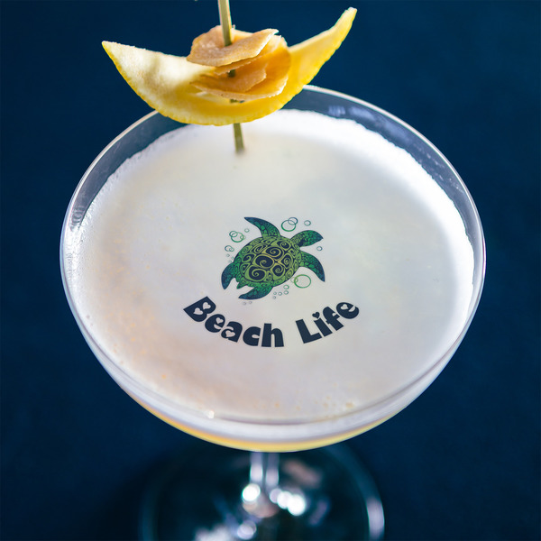 Sea Turtles Printed Drink Topper - Large - In Context