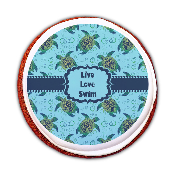 Sea Turtles Printed Icing Circle - Medium - On Cookie