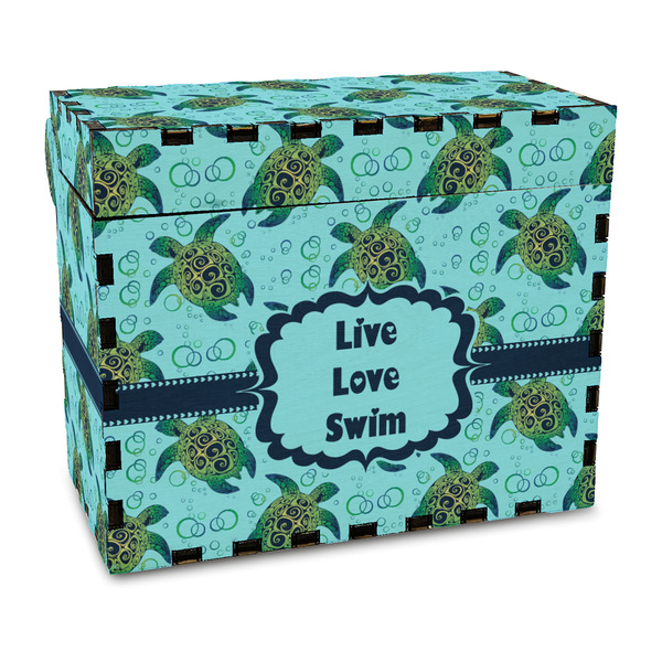 Custom Sea Turtles Wood Recipe Box - Full Color Print