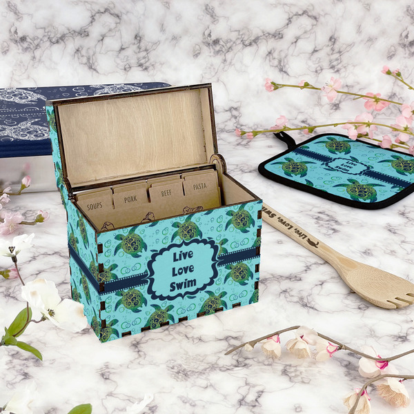 Sea Turtles Recipe Box - Full Color - In Context