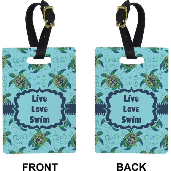 Sea Turtles Rectangle Luggage Tag (Front + Back)