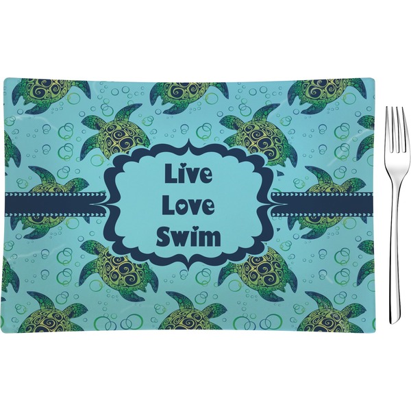 Custom Sea Turtles Glass Rectangular Appetizer / Dessert Plate (Personalized)