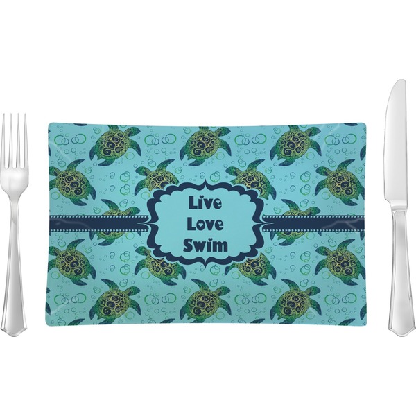 Custom Sea Turtles Glass Rectangular Lunch / Dinner Plate (Personalized)