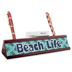 Sea Turtles Red Mahogany Nameplate with Business Card Holder (Personalized)