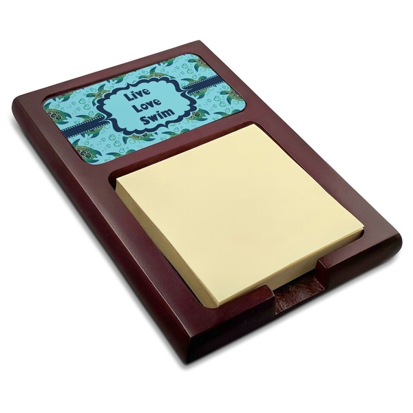 Custom Sea Turtles Red Mahogany Sticky Note Holder (Personalized)