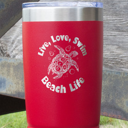 Sea Turtles 20 oz Stainless Steel Tumbler - Red - Single Sided