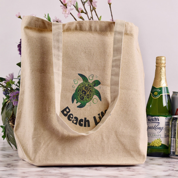 Sea Turtles Reusable Cotton Grocery Bag - In Context