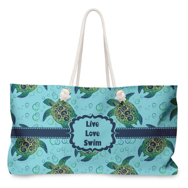Custom Sea Turtles Large Tote Bag with Rope Handles