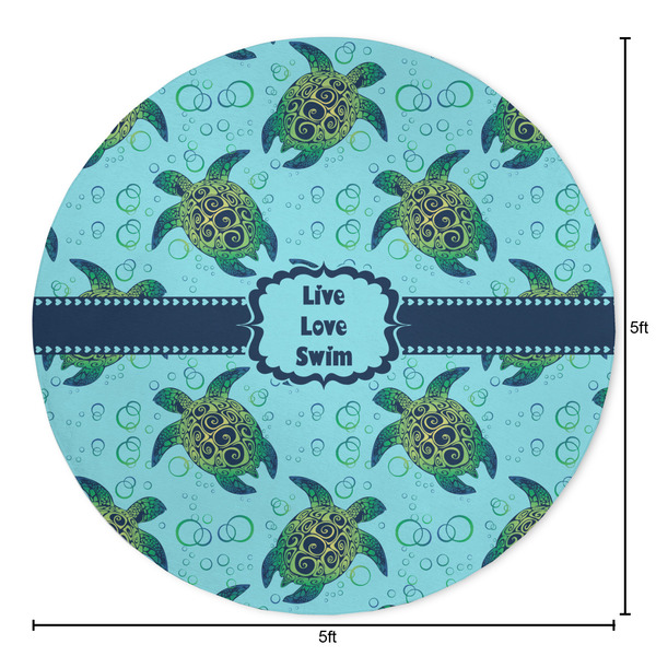 Sea Turtles Round Area Rug - Size
