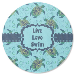 Sea Turtles Round Rubber Backed Coaster (Personalized)