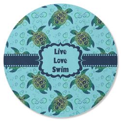 Sea Turtles Round Rubber Backed Coaster (Personalized)
