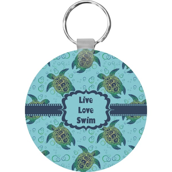Custom Sea Turtles Round Plastic Keychain