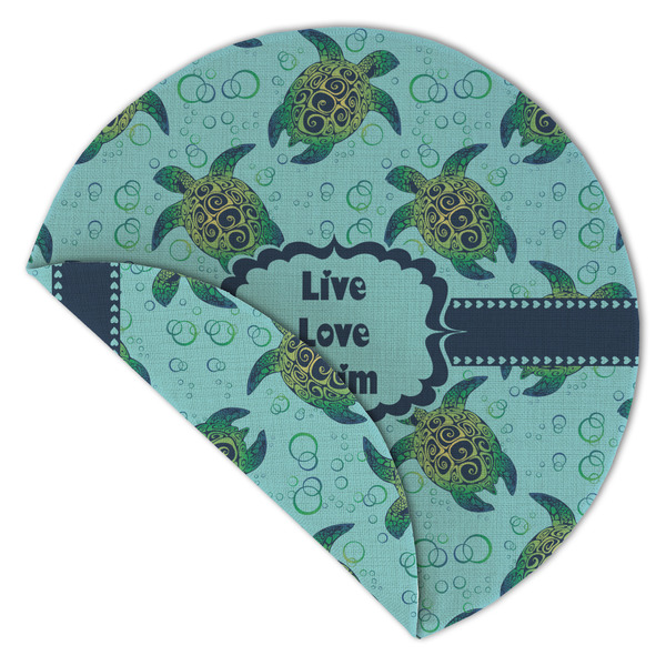 Sea Turtles Round Linen Placemats - Front (folded corner double sided)