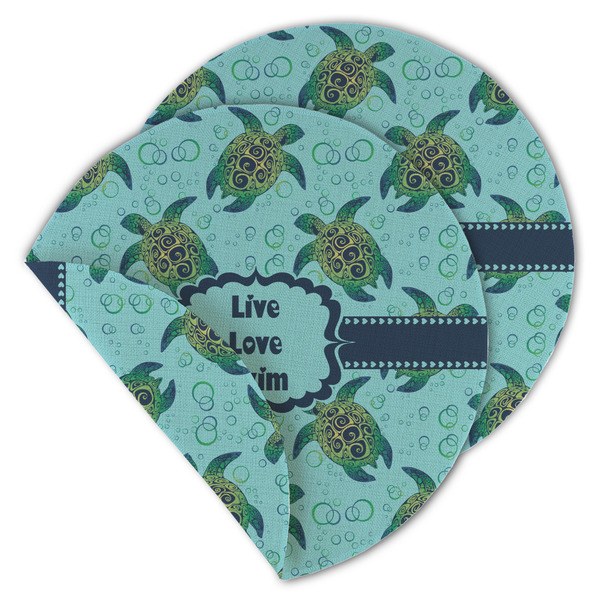 Custom Sea Turtles Round Linen Placemat - Double Sided