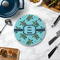 Sea Turtles Round Stone Trivet - In Context View