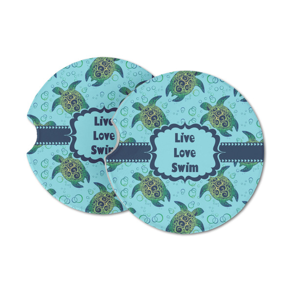 Custom Sea Turtles Sandstone Car Coasters - Set of 2 (Personalized)