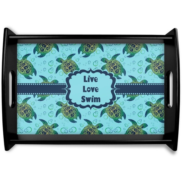 Custom Sea Turtles Black Wooden Tray - Small (Personalized)