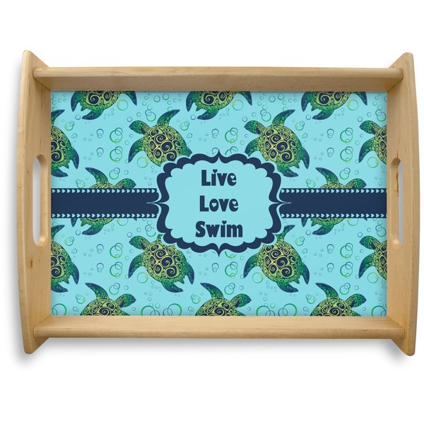 Custom Sea Turtles Natural Wooden Tray - Large (Personalized)