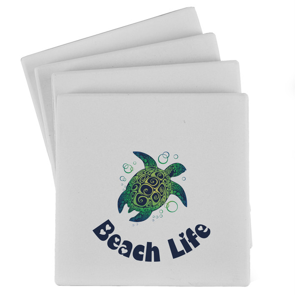 Custom Sea Turtles Absorbent Stone Coasters - Set of 4