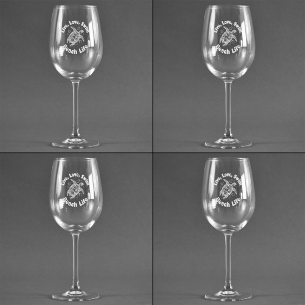 Sea Turtles Set of Four Personalized Wineglasses (Approval)