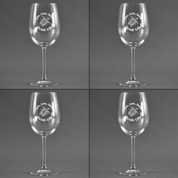 Sea Turtles Set of Four Personalized Wineglasses (Approval)