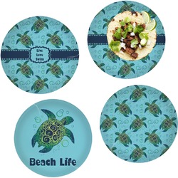 Sea Turtles Set of 4 Glass Lunch / Dinner Plate 10" (Personalized)