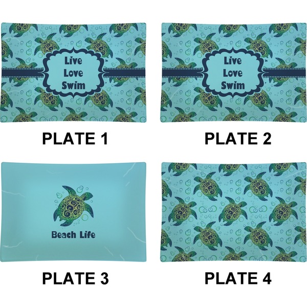 Sea Turtles Set of Rectangular Appetizer / Dessert Plates (Approval)