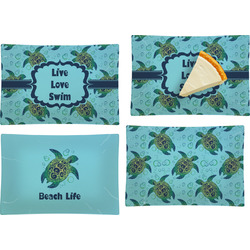 Sea Turtles Set of 4 Glass Rectangular Appetizer / Dessert Plate (Personalized)