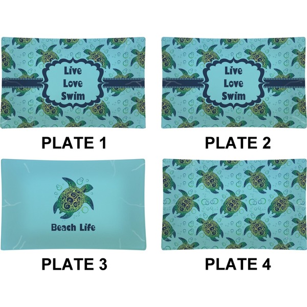 Sea Turtles Set of Rectangular Dinner Plates (Approval)