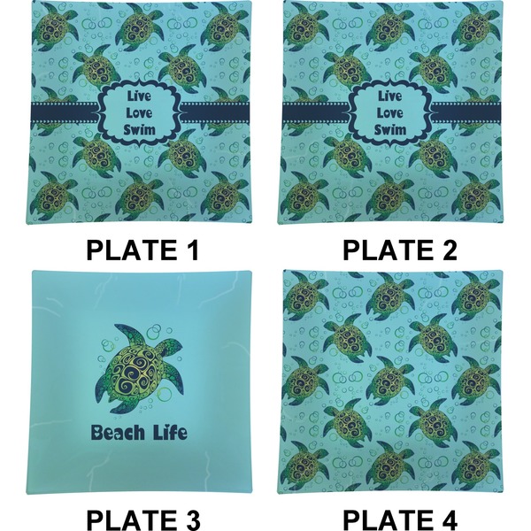 Sea Turtles Set of Square Dinner Plates (Approval)