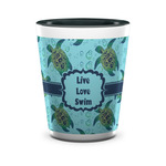 Sea Turtles Ceramic Shot Glass - 1.5 oz - Two Tone - Set of 4