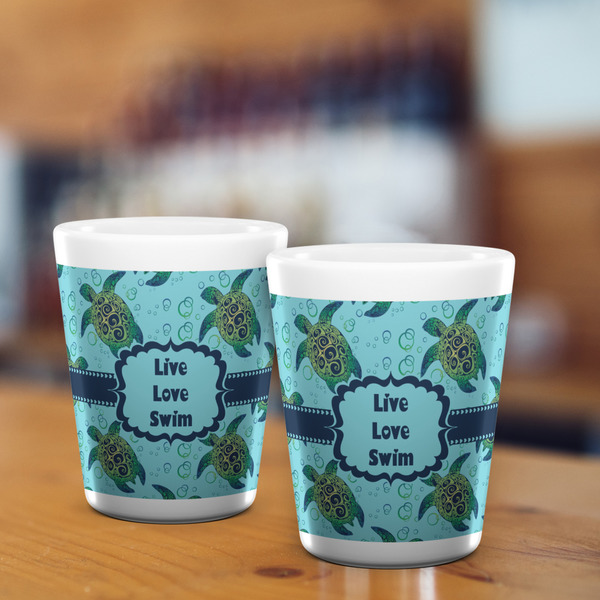 Sea Turtles Shot Glass - White - LIFESTYLE