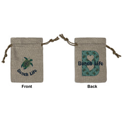 Sea Turtles Small Burlap Gift Bag - Front & Back