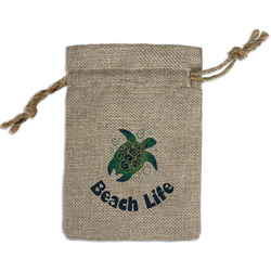 Sea Turtles Small Burlap Gift Bag - Front
