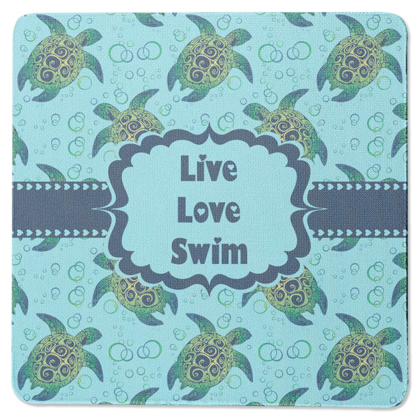 Custom Sea Turtles Square Rubber Backed Coaster (Personalized)