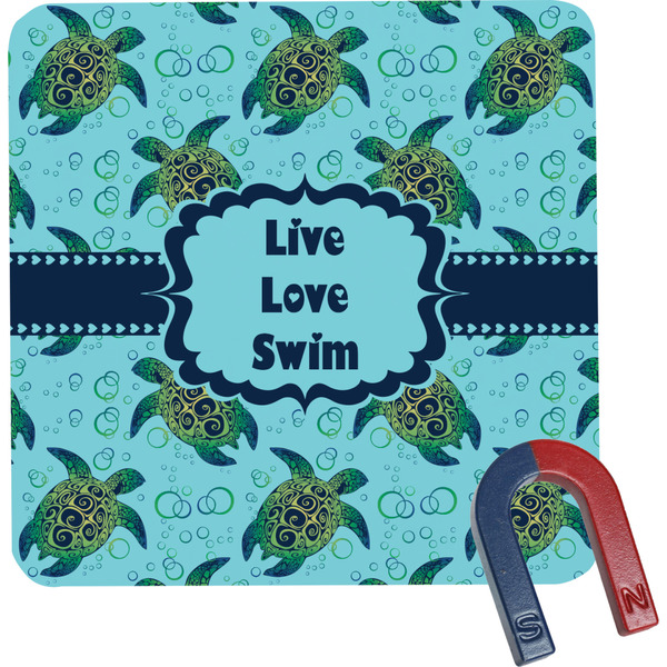 Custom Sea Turtles Square Fridge Magnet (Personalized)