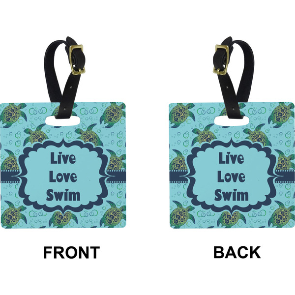 Sea Turtles Square Luggage Tag (Front + Back)