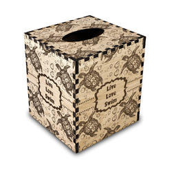 Sea Turtles Wood Tissue Box Cover - Square