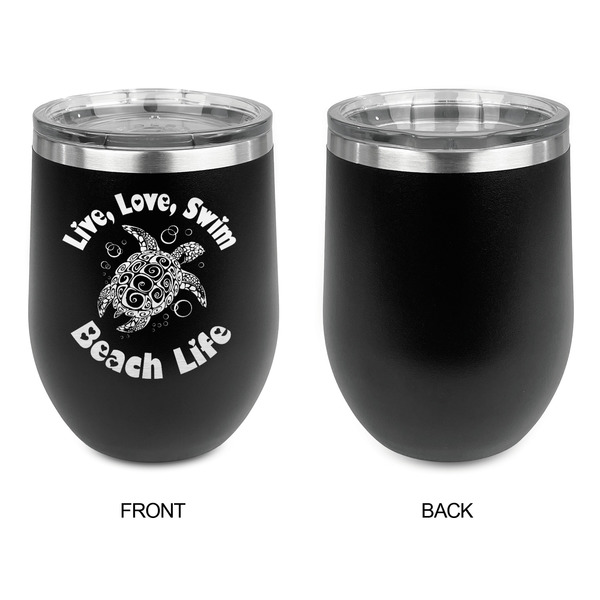Sea Turtles Stainless Wine Tumblers - Black - Single Sided - Approval